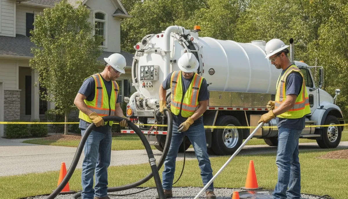 Milwaukee, WI plumbers cleaning septic tank for reliable home plumbing maintenance