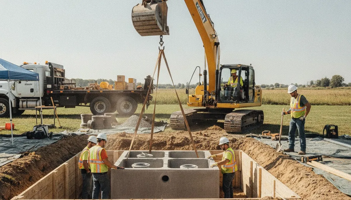 Milwaukee, WI plumber installing septic tank for residential plumbing service