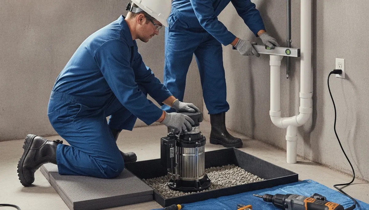 Milwaukee, WI plumber installing a sump pump to protect a basement from flooding