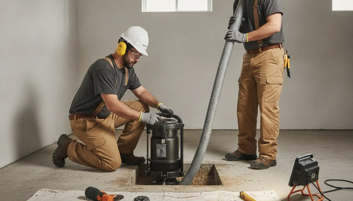 Milwaukee, WI plumber installing sump pump to protect basement from flooding