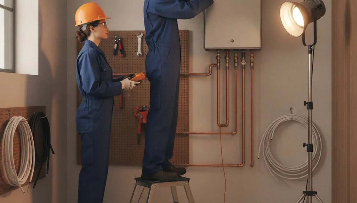 Milwaukee plumber installing tankless water heater for on-demand hot water service