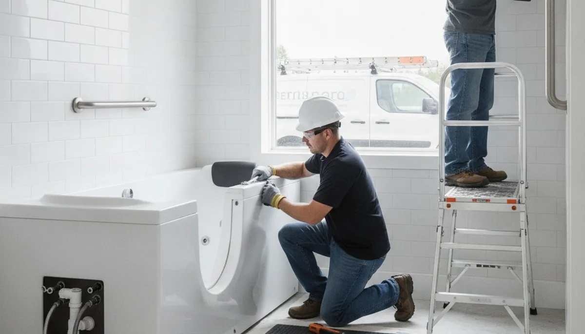 Walk-in tub installation for safer bathing in Milwaukee, WI by professional plumbers